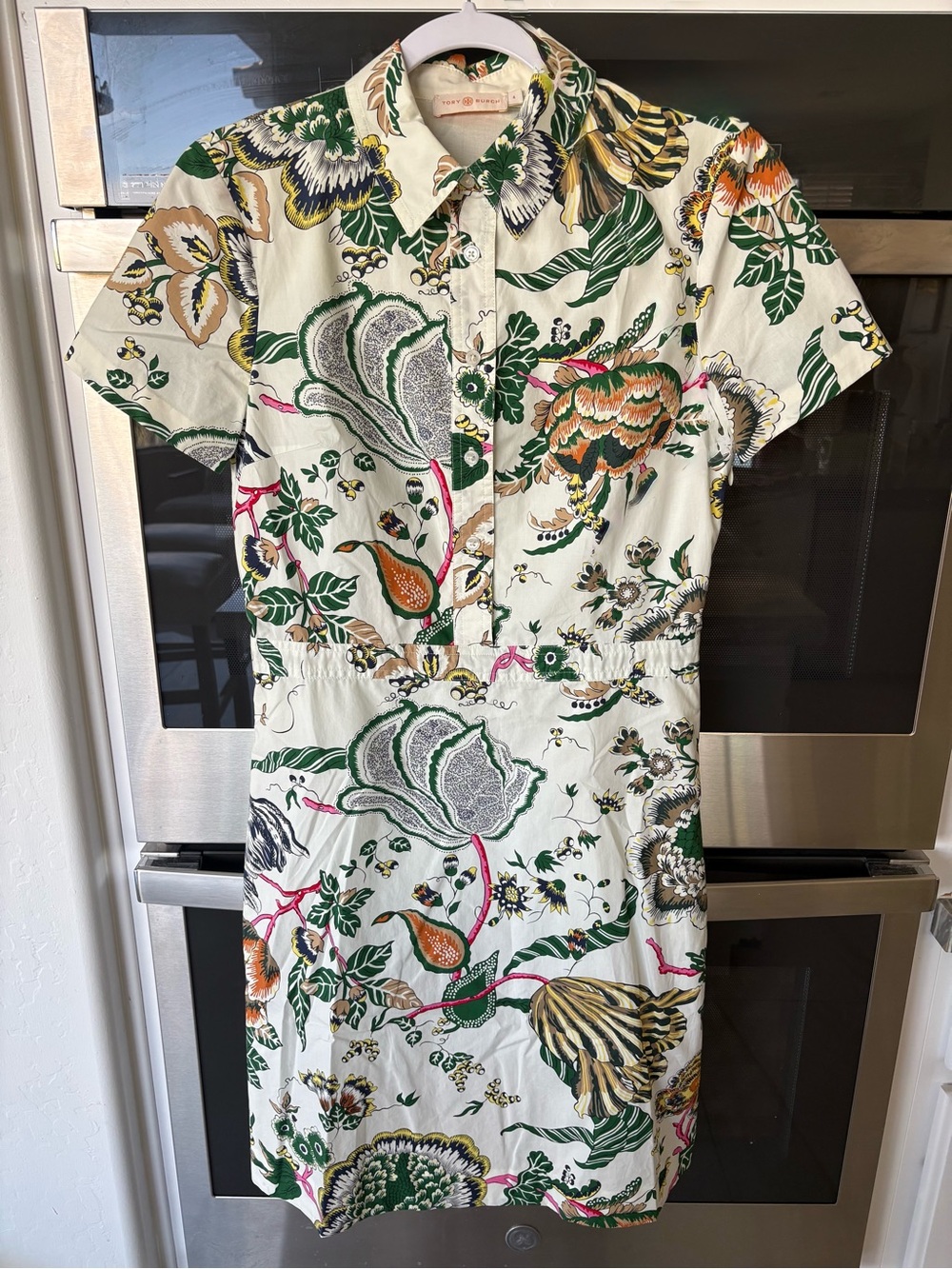 NEW Tory Burch Happy Times Port Shirt MIDI Dress Sz4 Retails $348 Floral Green - Picture 5 of 8